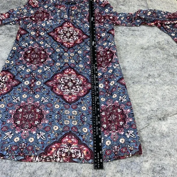 White House Black Market Shift Dress Women's M Multi Color V Neck Flared Sleeve - Picture 8 of 13